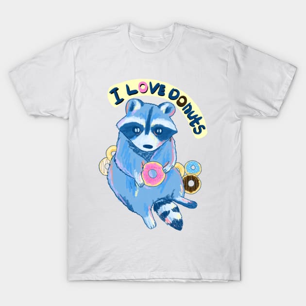 Little racoon loves donuts T-Shirt by Mayarart